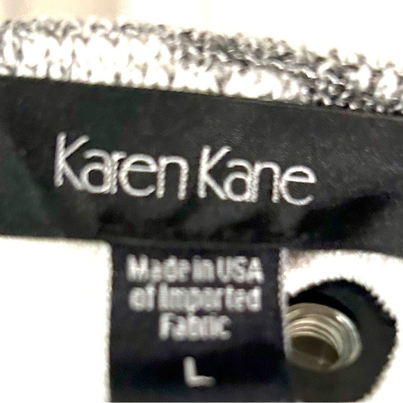 Karen Kane gray/black/white long sleeve top w/lace hem. size L Great condition! - Picture 6 of 6